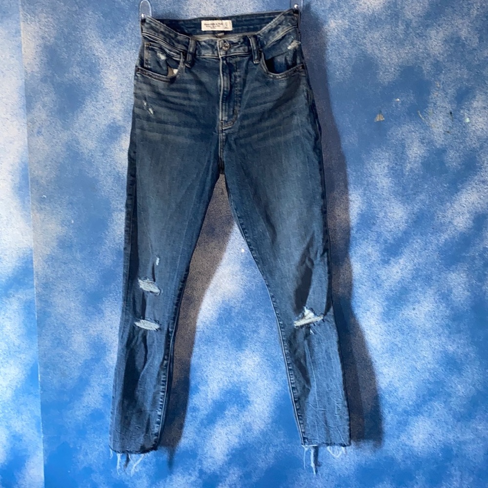 Super skinny ankle high rise distress jeans